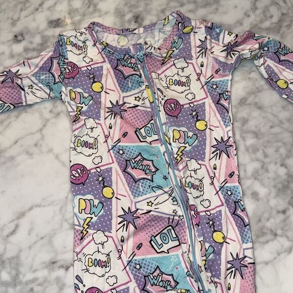 BELLABU BEAR COMIC PURPLE BAMBOO CONVERTIBLE FOOTIE 12/18M - Picture 1 of 10